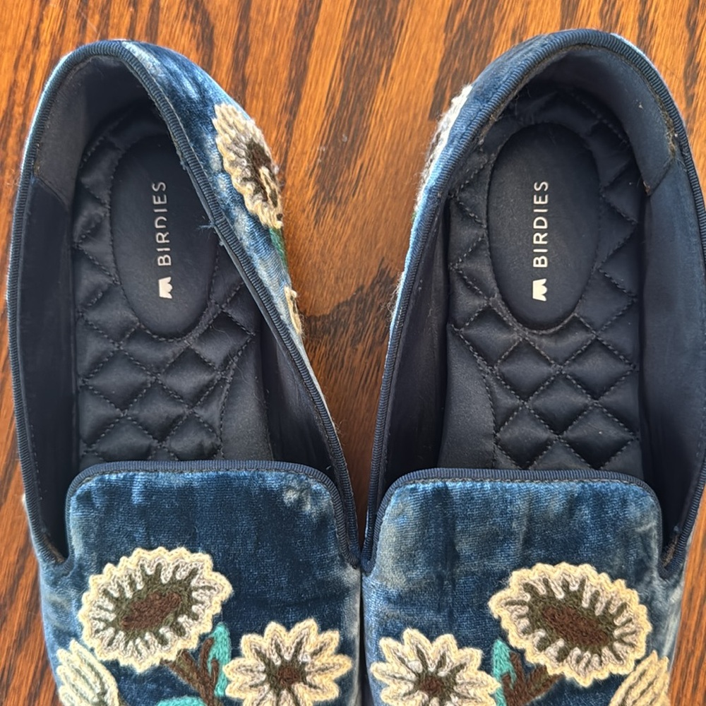 Blue velour Birdies loafers. In perfect condition - Picture 2 of 3